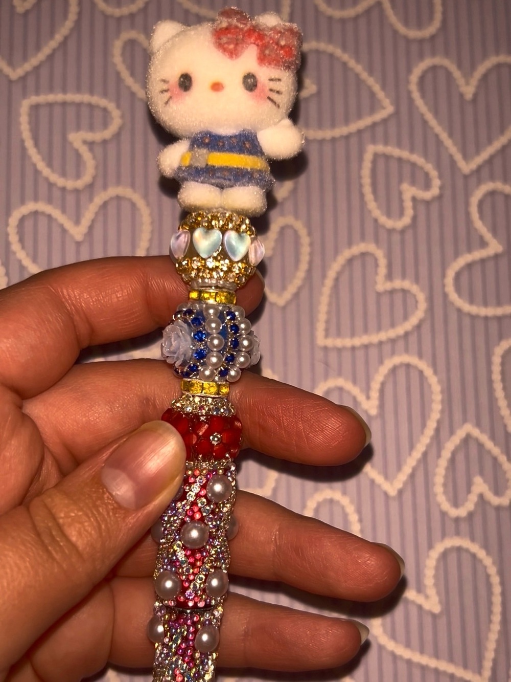Hello Kitty Beaded Pen - Red